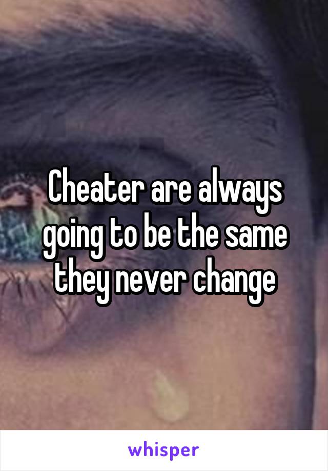 Cheater are always going to be the same they never change