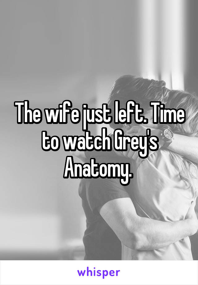 The wife just left. Time to watch Grey's Anatomy. 