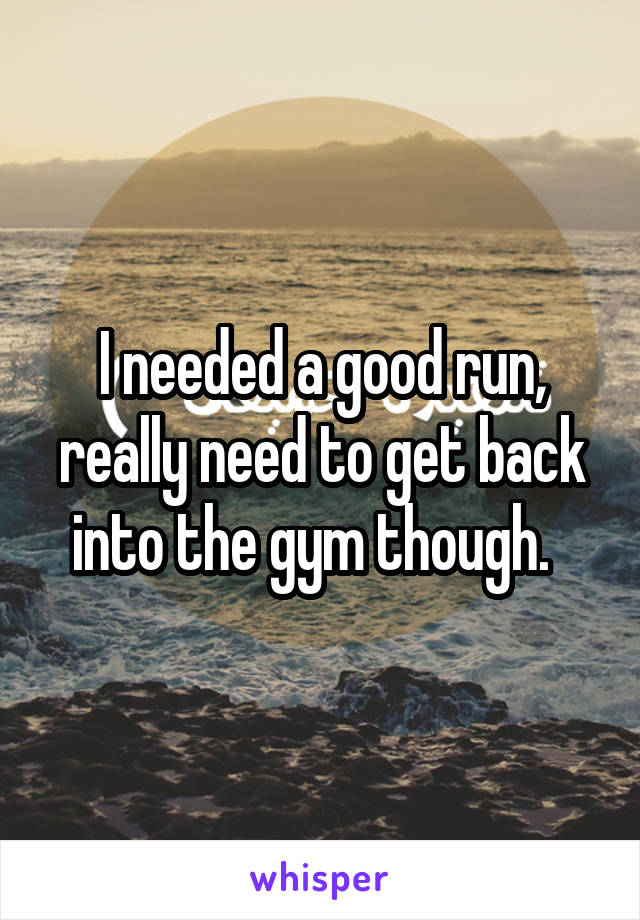 I needed a good run, really need to get back into the gym though.  