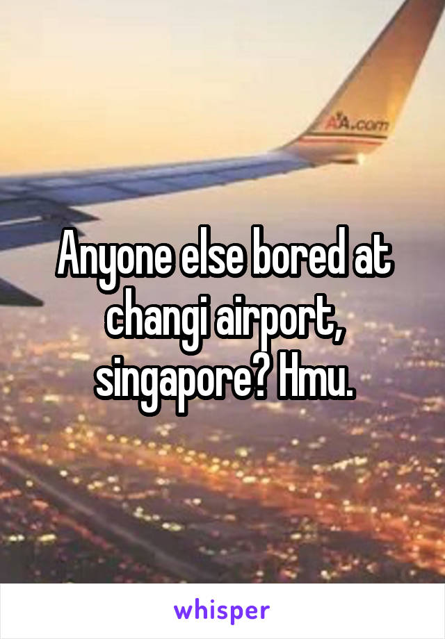 Anyone else bored at changi airport, singapore? Hmu.