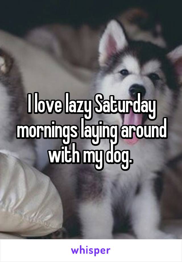 I love lazy Saturday mornings laying around with my dog. 