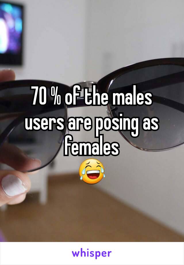 70 % of the males users are posing as females
😂