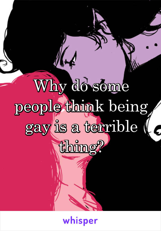 Why do some people think being gay is a terrible thing?