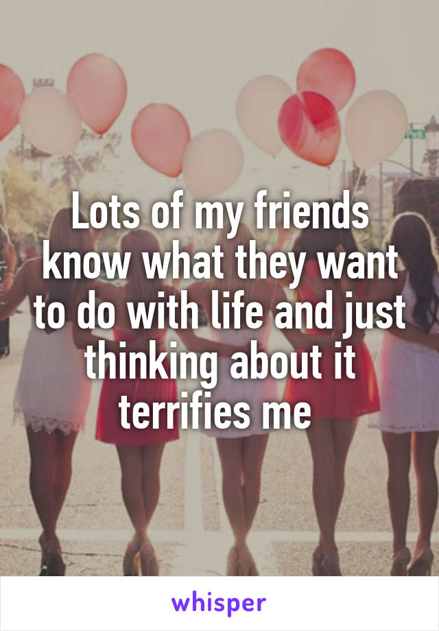 Lots of my friends know what they want to do with life and just thinking about it terrifies me 