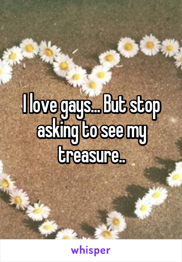 I love gays... But stop asking to see my treasure..