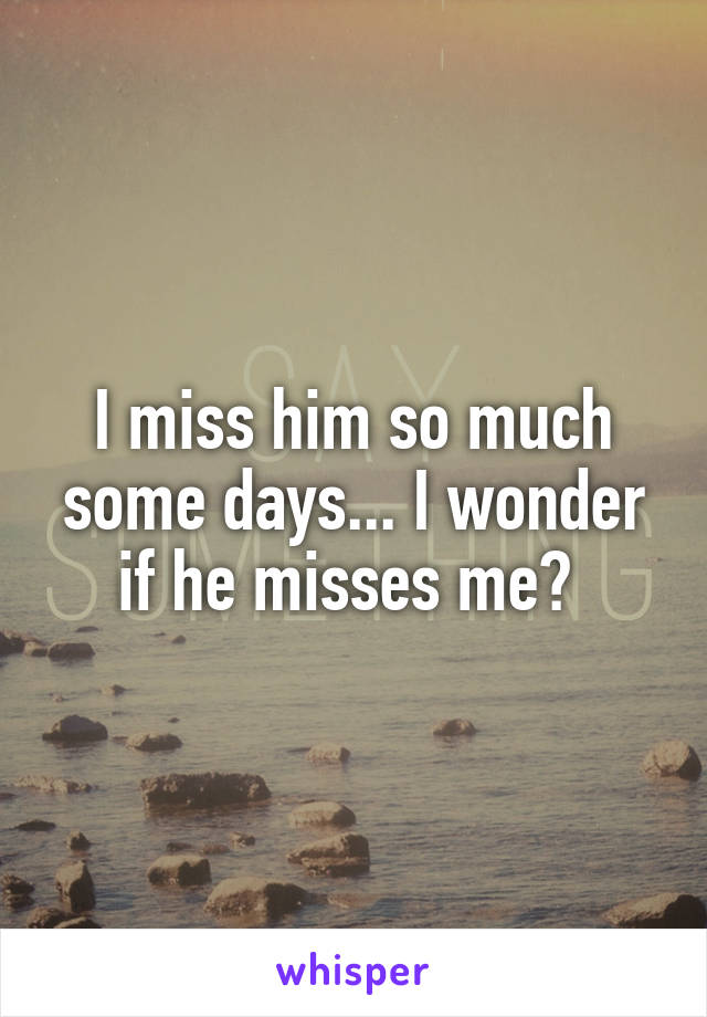 I miss him so much some days... I wonder if he misses me? 