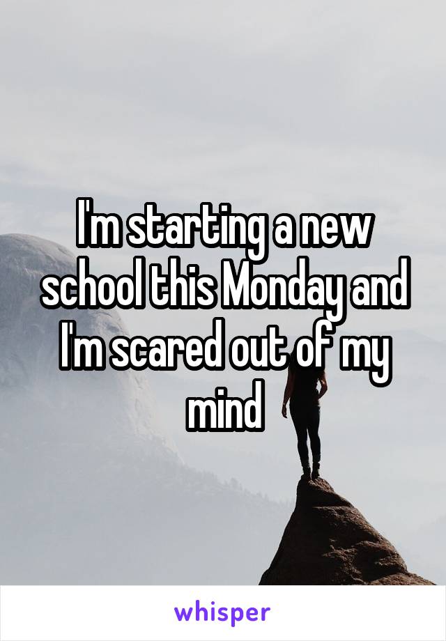 I'm starting a new school this Monday and I'm scared out of my mind