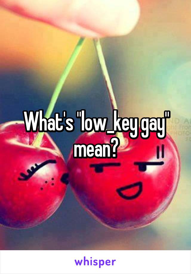 What's "low_key gay" mean?