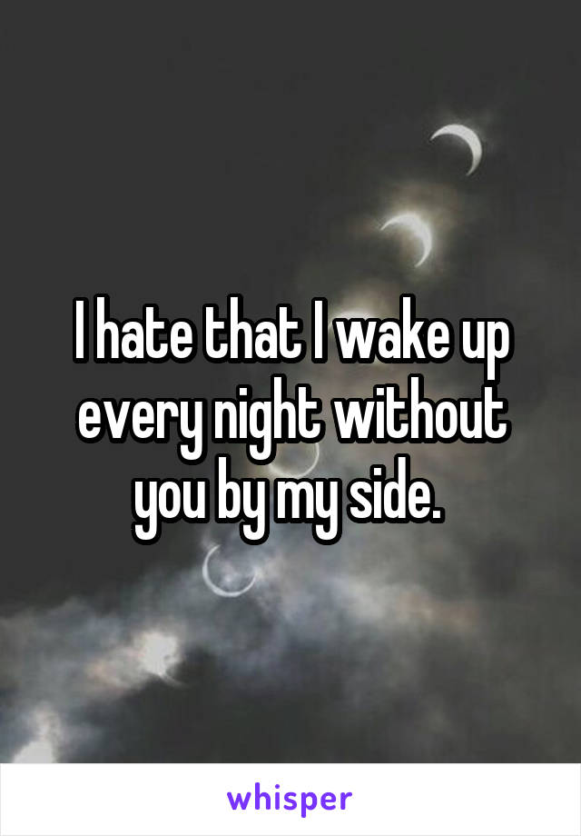 I hate that I wake up every night without you by my side. 