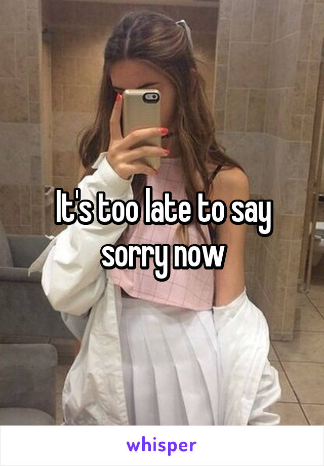 It's too late to say sorry now