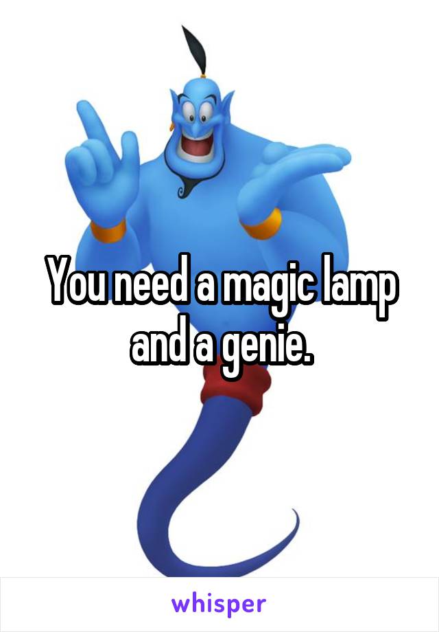 You need a magic lamp and a genie.