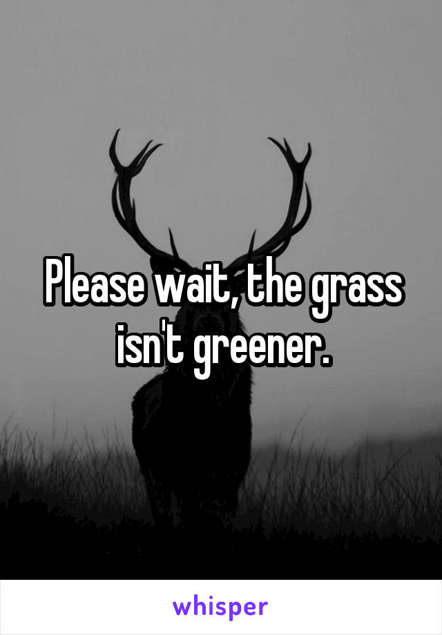 Please wait, the grass isn't greener.