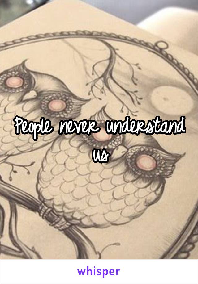 People never understand us