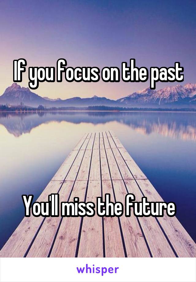 If you focus on the past




You'll miss the future