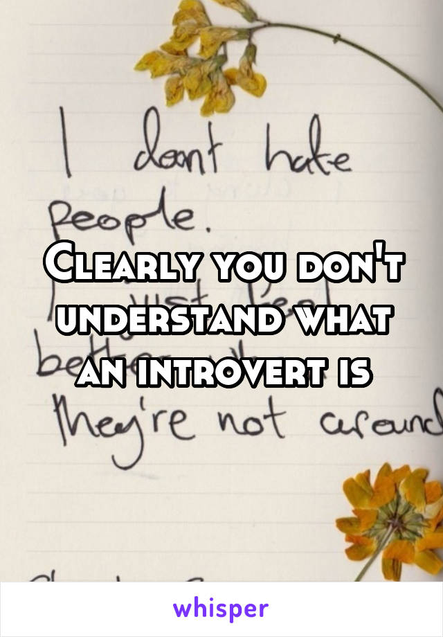 Clearly you don't understand what an introvert is