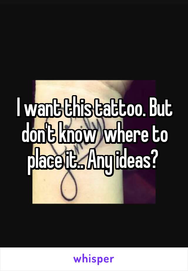 I want this tattoo. But don't know  where to place it.. Any ideas? 