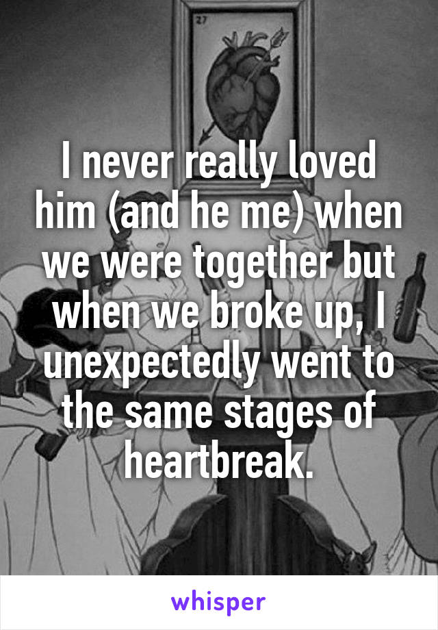 I never really loved him (and he me) when we were together but when we broke up, I unexpectedly went to the same stages of heartbreak.