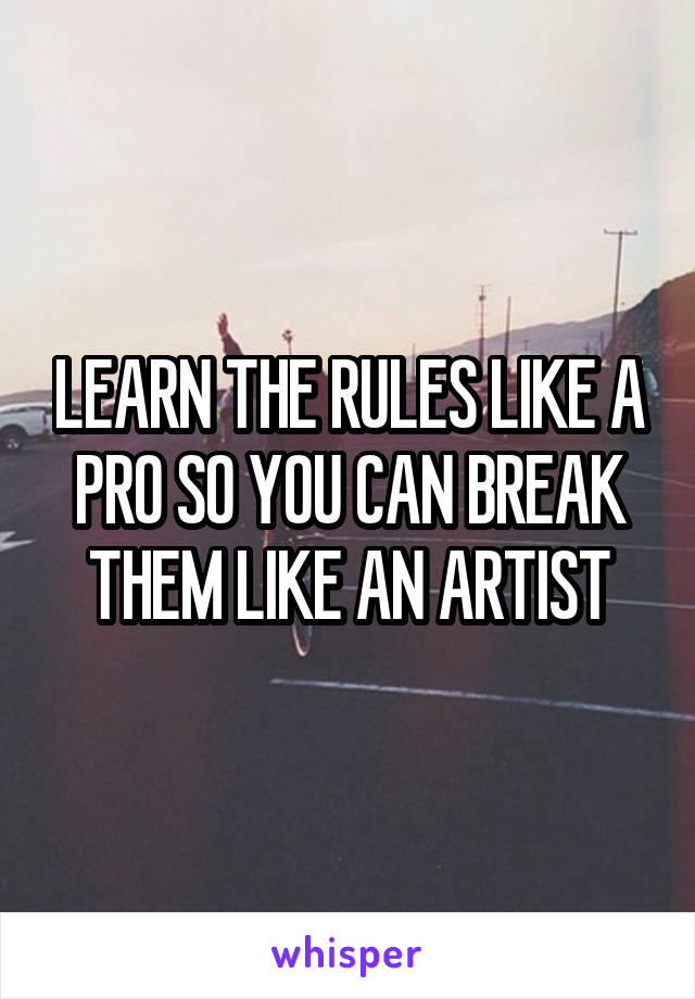 LEARN THE RULES LIKE A PRO SO YOU CAN BREAK THEM LIKE AN ARTIST