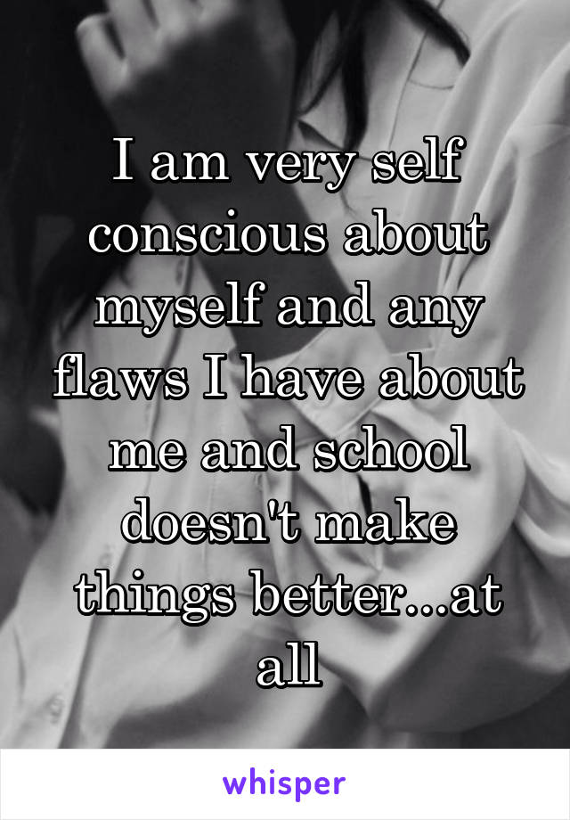 I am very self conscious about myself and any flaws I have about me and school doesn't make things better...at all