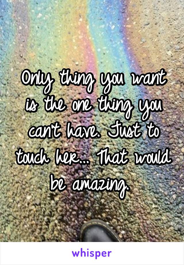 Only thing you want is the one thing you can't have. Just to touch her... That would be amazing. 