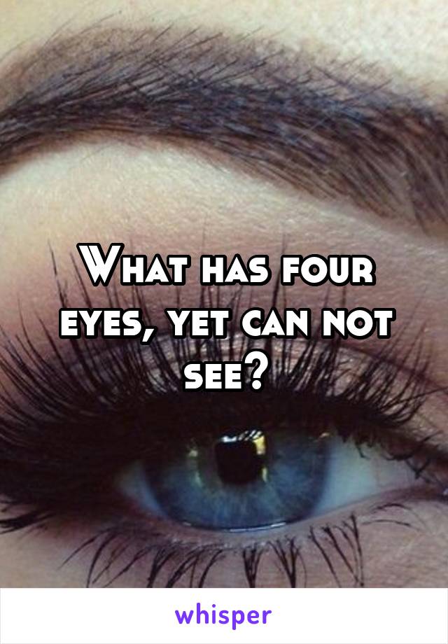 What has four eyes, yet can not see?