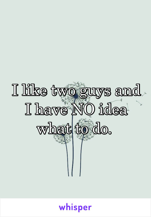 I like two guys and I have NO idea what to do. 