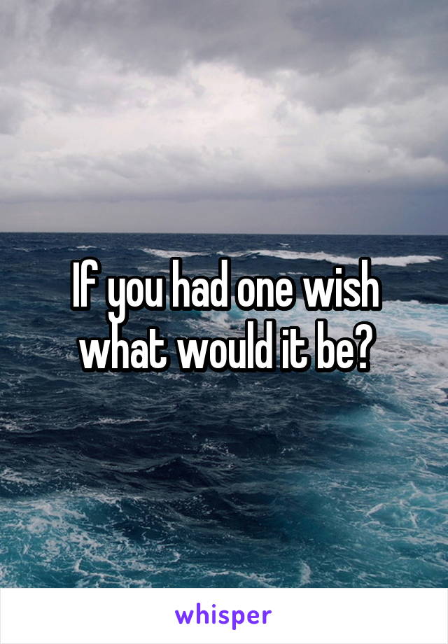 If you had one wish what would it be?