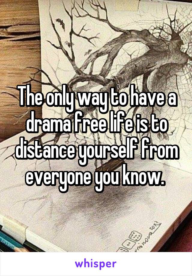 The only way to have a drama free life is to distance yourself from everyone you know. 