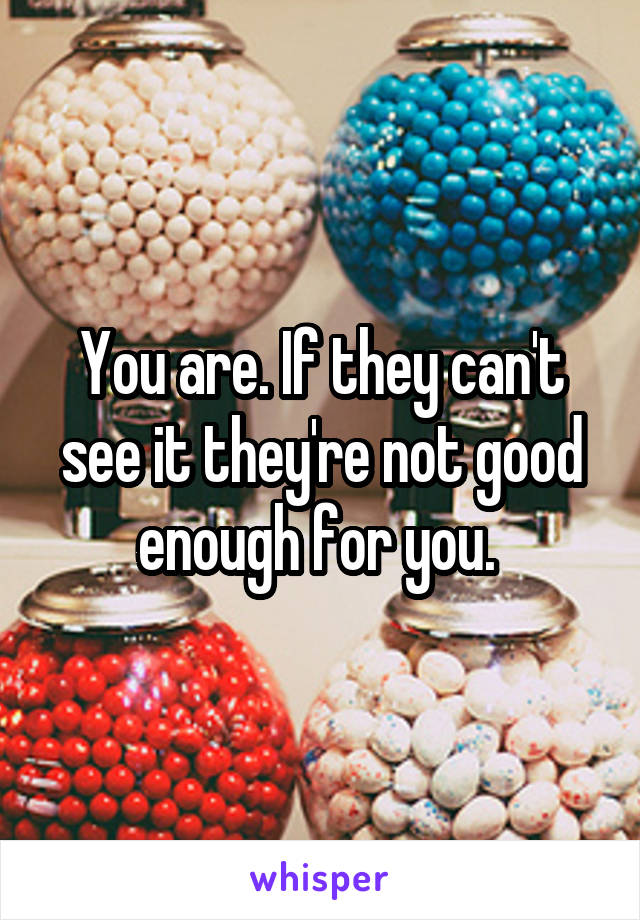 You are. If they can't see it they're not good enough for you. 