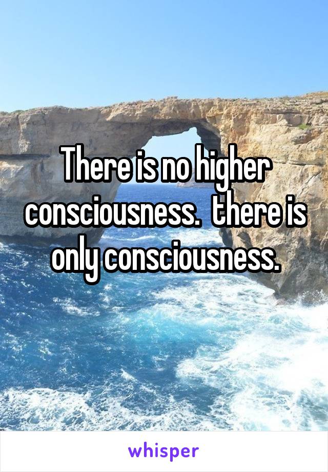 There is no higher consciousness.  there is only consciousness.
  