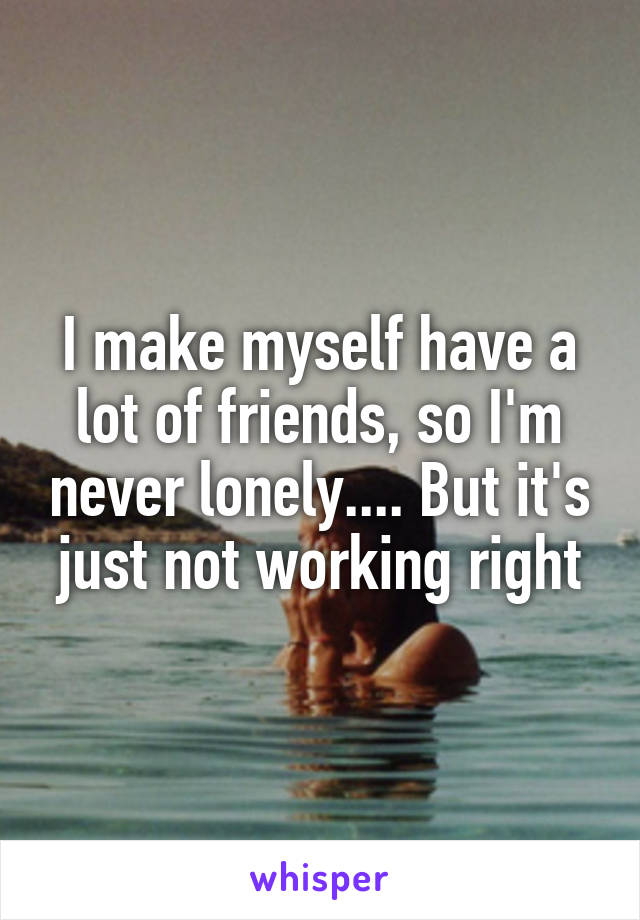 I make myself have a lot of friends, so I'm never lonely.... But it's just not working right