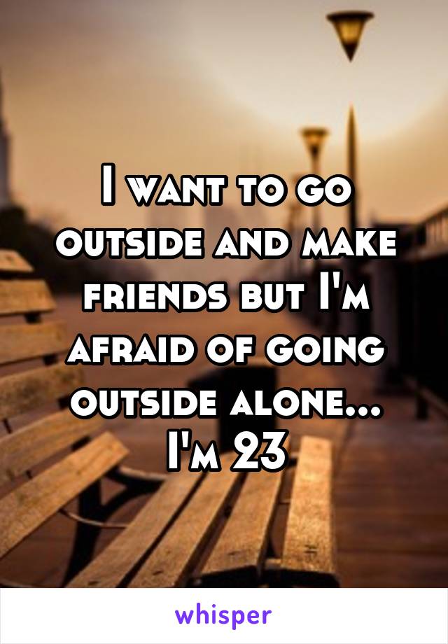 I want to go outside and make friends but I'm afraid of going outside alone...
I'm 23