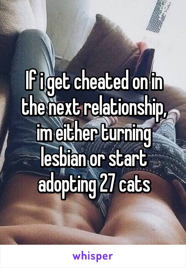 If i get cheated on in the next relationship, im either turning lesbian or start adopting 27 cats