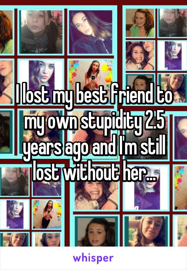 I lost my best friend to my own stupidity 2.5 years ago and I'm still lost without her...