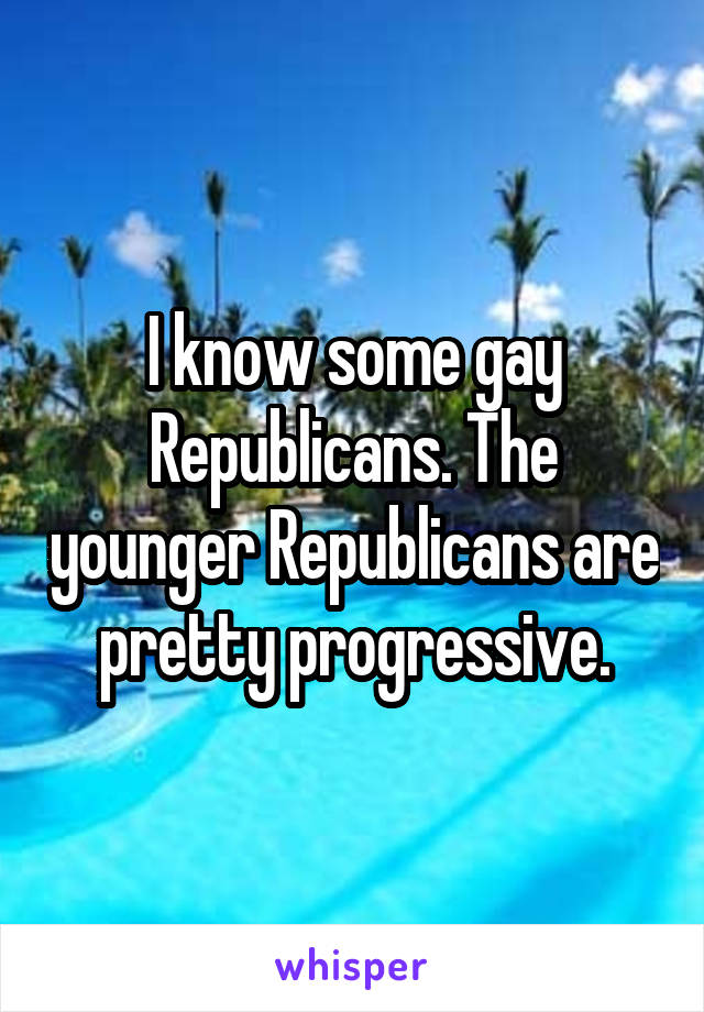 I know some gay Republicans. The younger Republicans are pretty progressive.