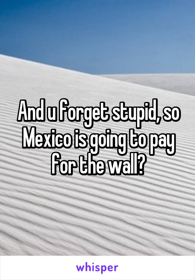 And u forget stupid, so Mexico is going to pay for the wall?