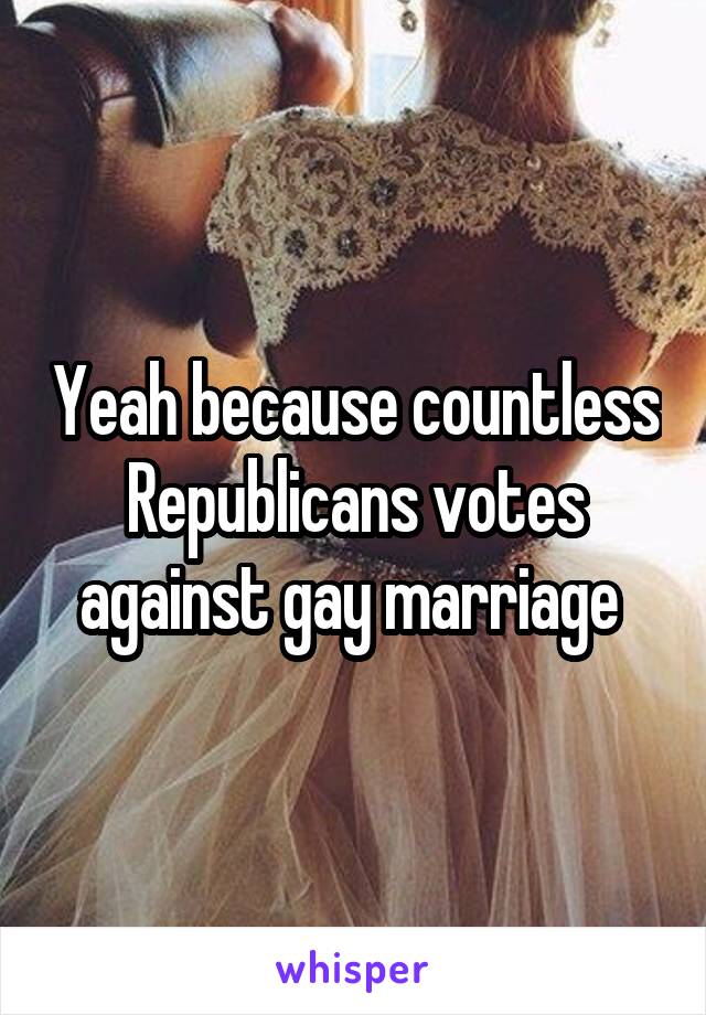 Yeah because countless Republicans votes against gay marriage 