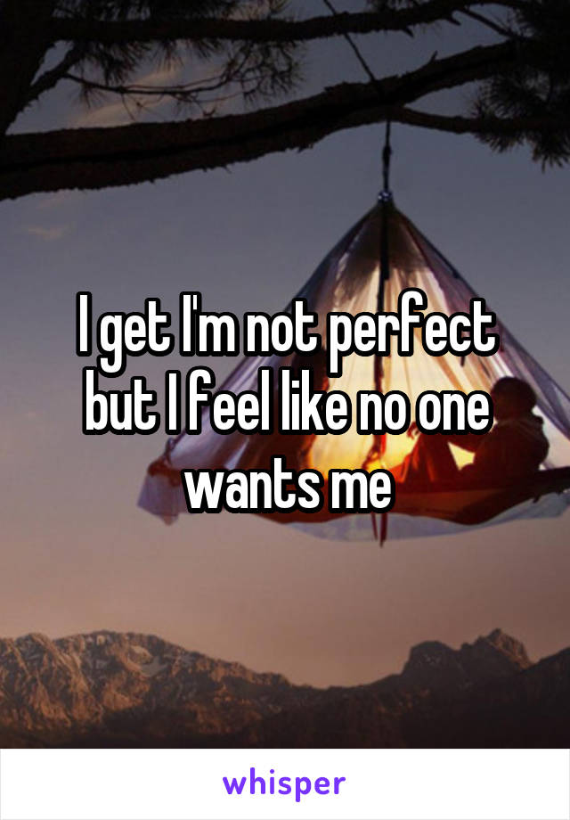 I get I'm not perfect but I feel like no one wants me