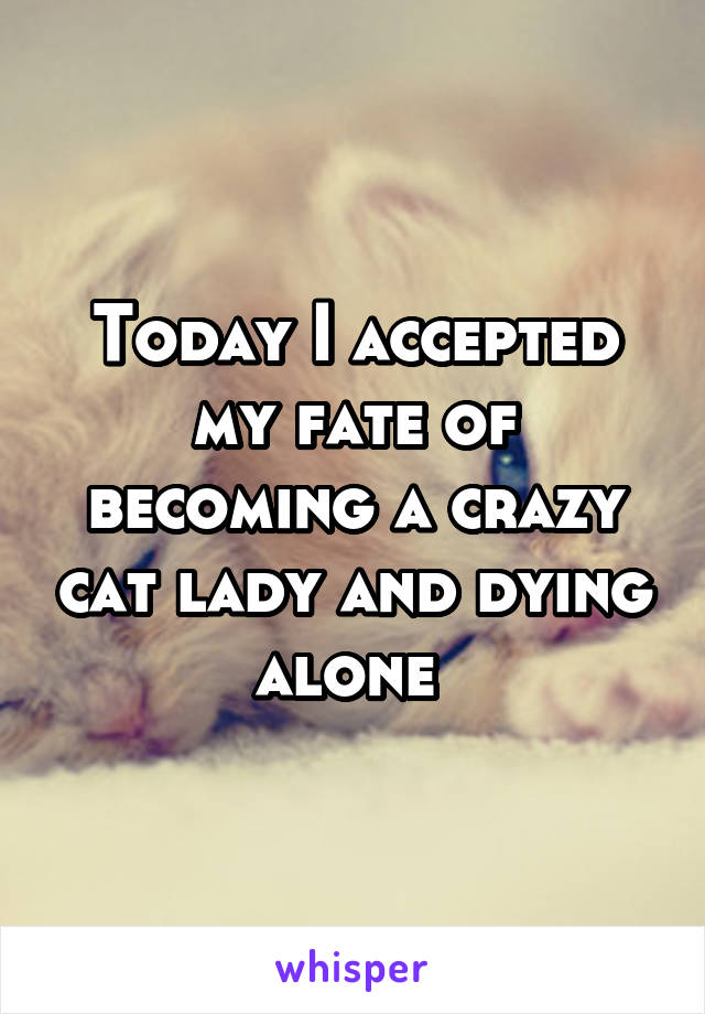 Today I accepted my fate of becoming a crazy cat lady and dying alone 