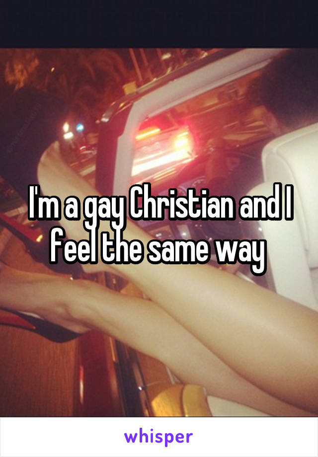 I'm a gay Christian and I feel the same way 