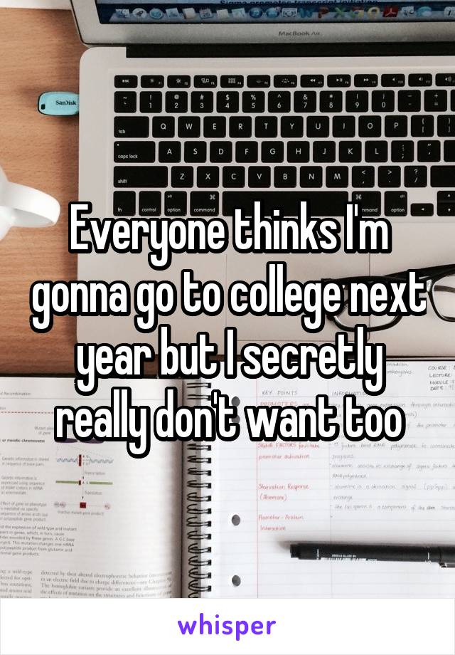 Everyone thinks I'm gonna go to college next year but I secretly really don't want too