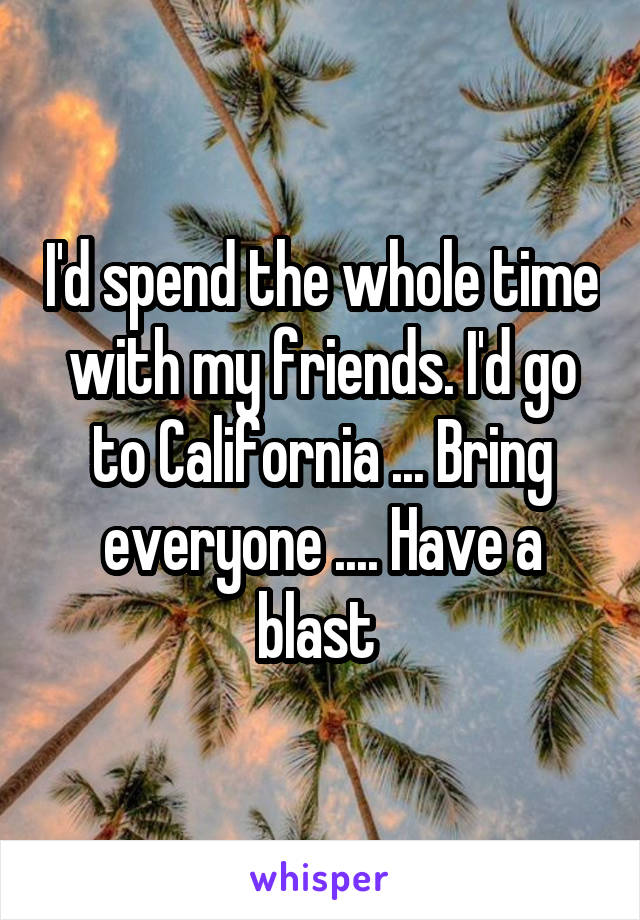 I'd spend the whole time with my friends. I'd go to California ... Bring everyone .... Have a blast 