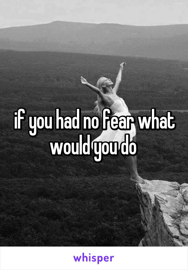 if you had no fear what would you do 