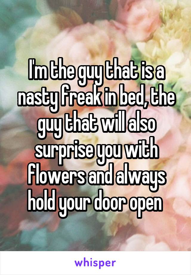 I'm the guy that is a nasty freak in bed, the guy that will also surprise you with flowers and always hold your door open 