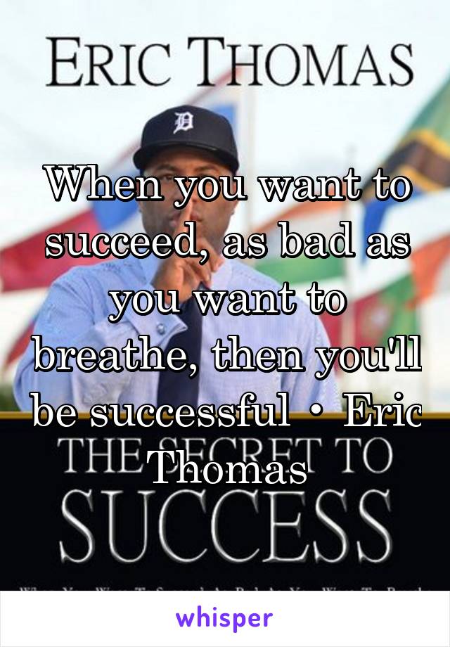 When you want to succeed, as bad as you want to breathe, then you'll be successful • Eric Thomas