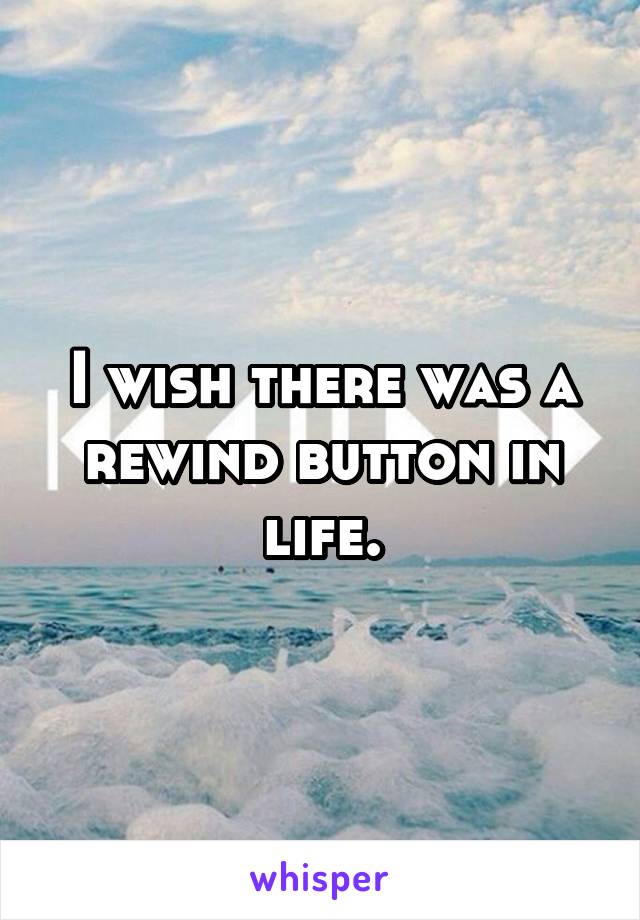 I wish there was a rewind button in life.