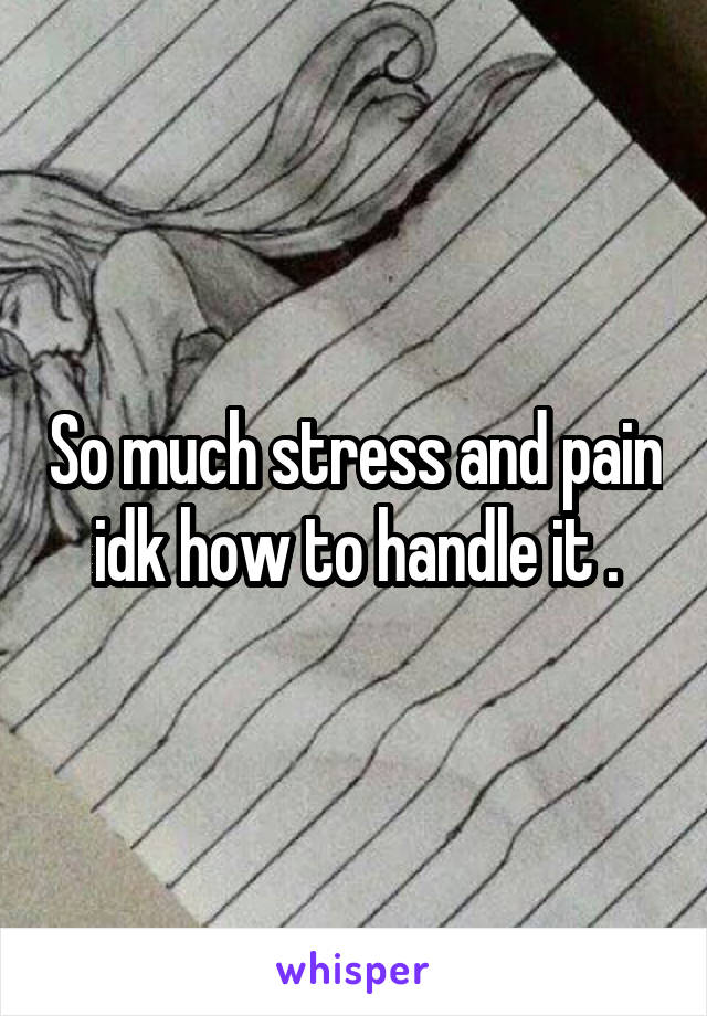 So much stress and pain idk how to handle it .