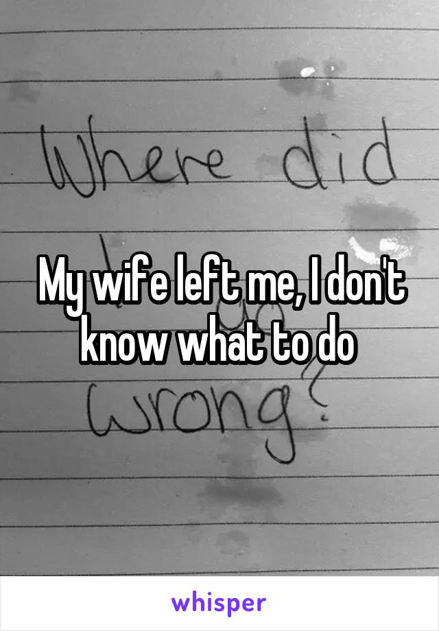 My wife left me, I don't know what to do 