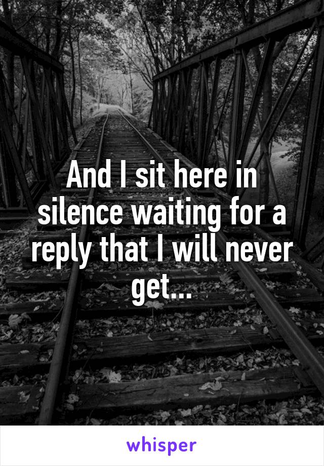 And I sit here in silence waiting for a reply that I will never get...