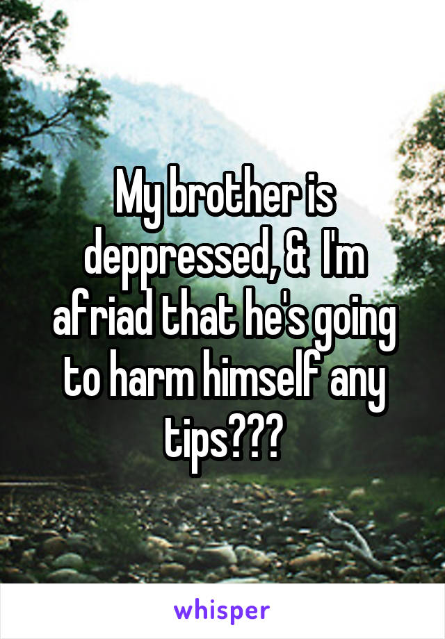 My brother is deppressed, &  I'm afriad that he's going to harm himself any tips???